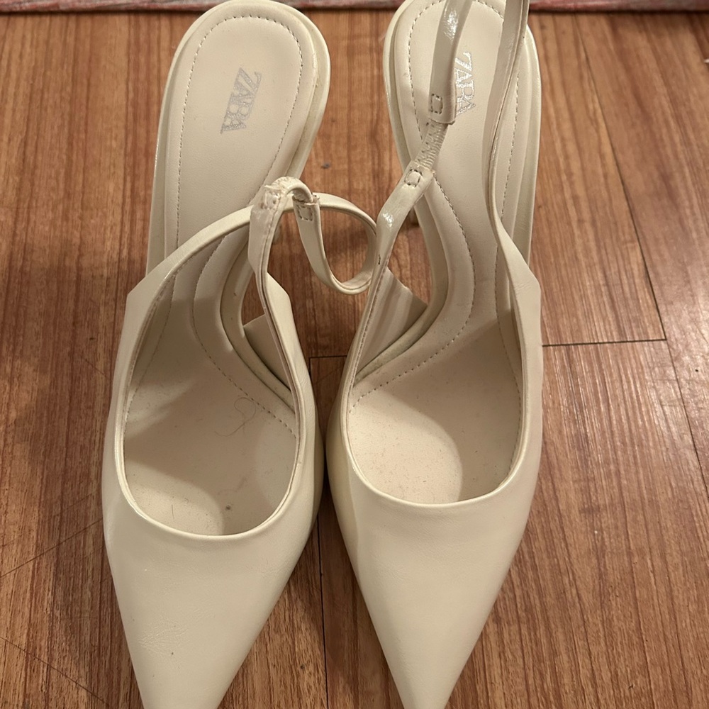 Zara Cream Pointed Heels